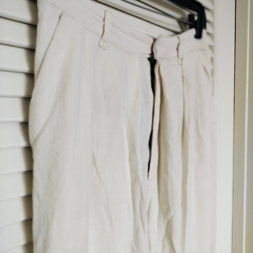 Free People Women's Linen Viscose Pleated Wide Leg Pants Pockets Size Small - Picture 3 of 11